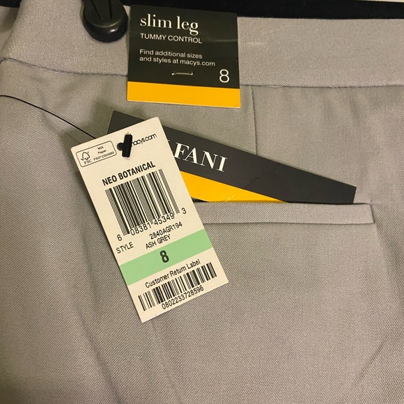 Alfani Ash Grey Suit Pants Size 8 Slim Leg Tummy Control New w/ Tags - Picture 7 of 8